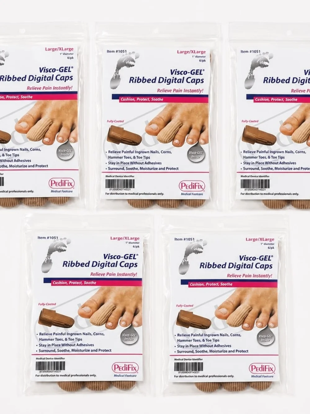 PediFix Visco-GEL Ribbed Digital Caps/Size L/XL/Pack of 5 $25